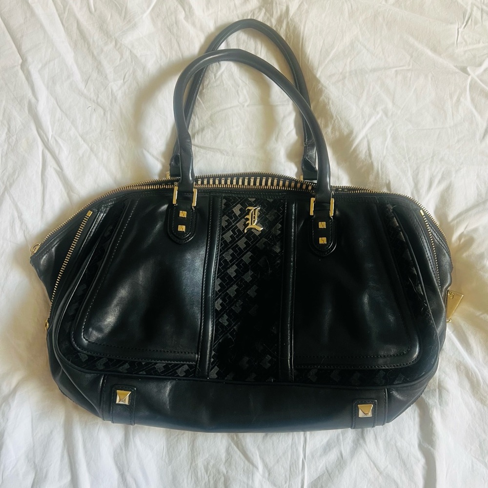 L.A.M.B Black Leather Shoulder Bag